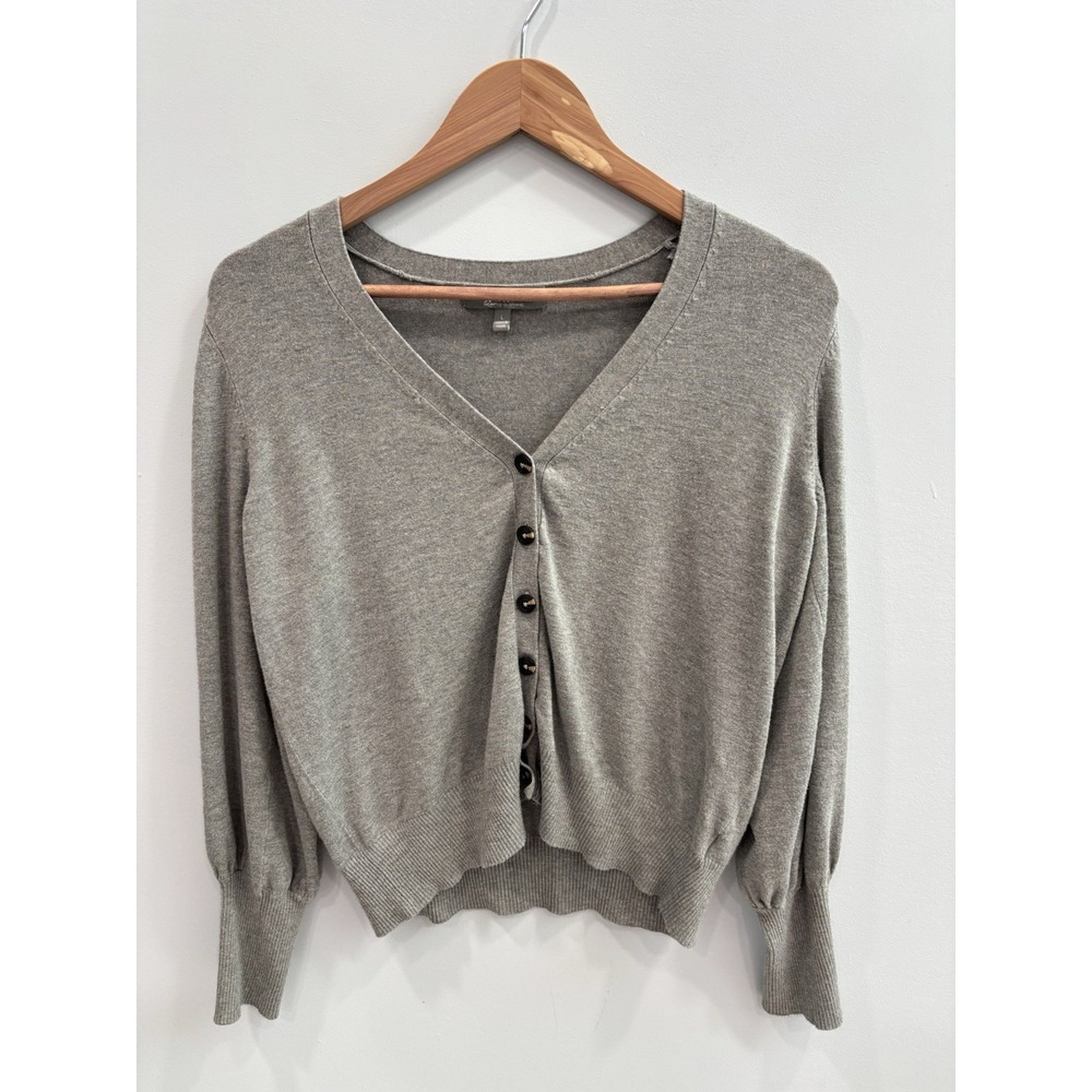 Marled Gray Cardigan Sweater Women's L Button Front Long Sleeve Soft Girl Preppy - Picture 2 of 10